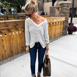 Grey/White striped sweater